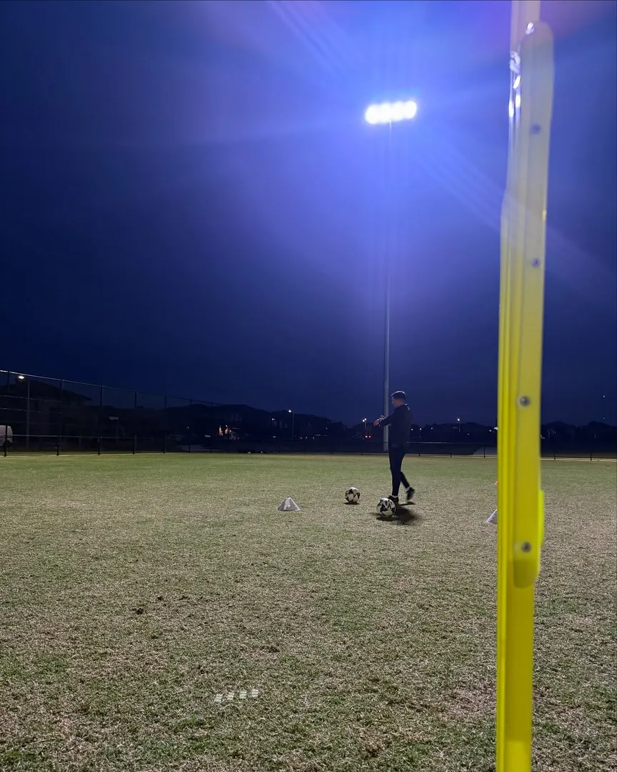 Night training session under floodlights at West Point Soccer Club, the Point Cook venue